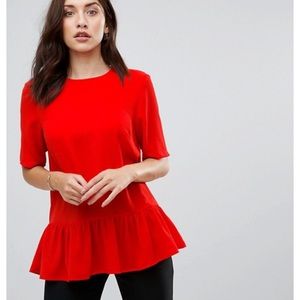 Y.A.S Red Peplum Citrulla Ruffle Blouse